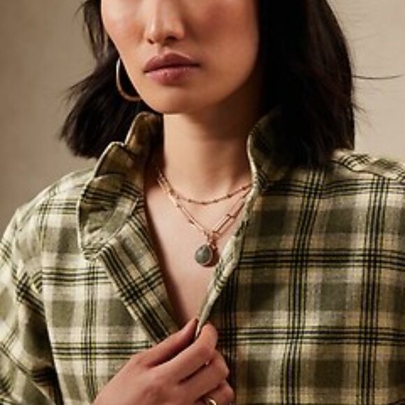 Banana Republic Factory Ruffle-Neck Wool-Blend Flannel Shirt - Like New - Picture 7 of 7